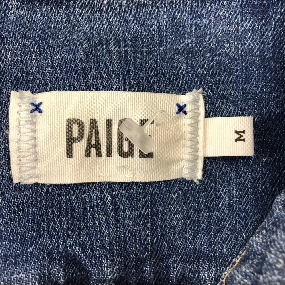 Paige Vermont medium wash denim jean jacket Medium lightly distressed - Picture 11 of 14